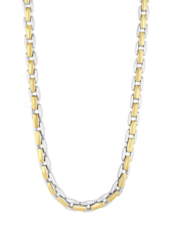 Men's Two-Tone Stainless Steel H-Link Chain, 24" - Brilliance Fine Jewelry