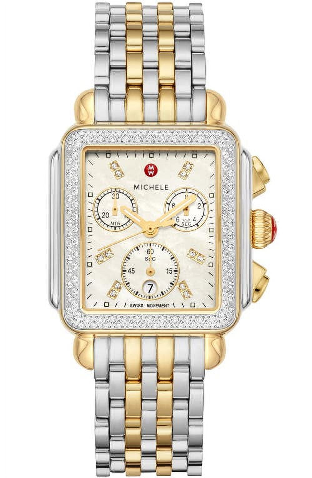 MICHELE Deco Diamond Chronograph Watch Head & Bracelet, 33mm in Gold/Silver at Nordstrom