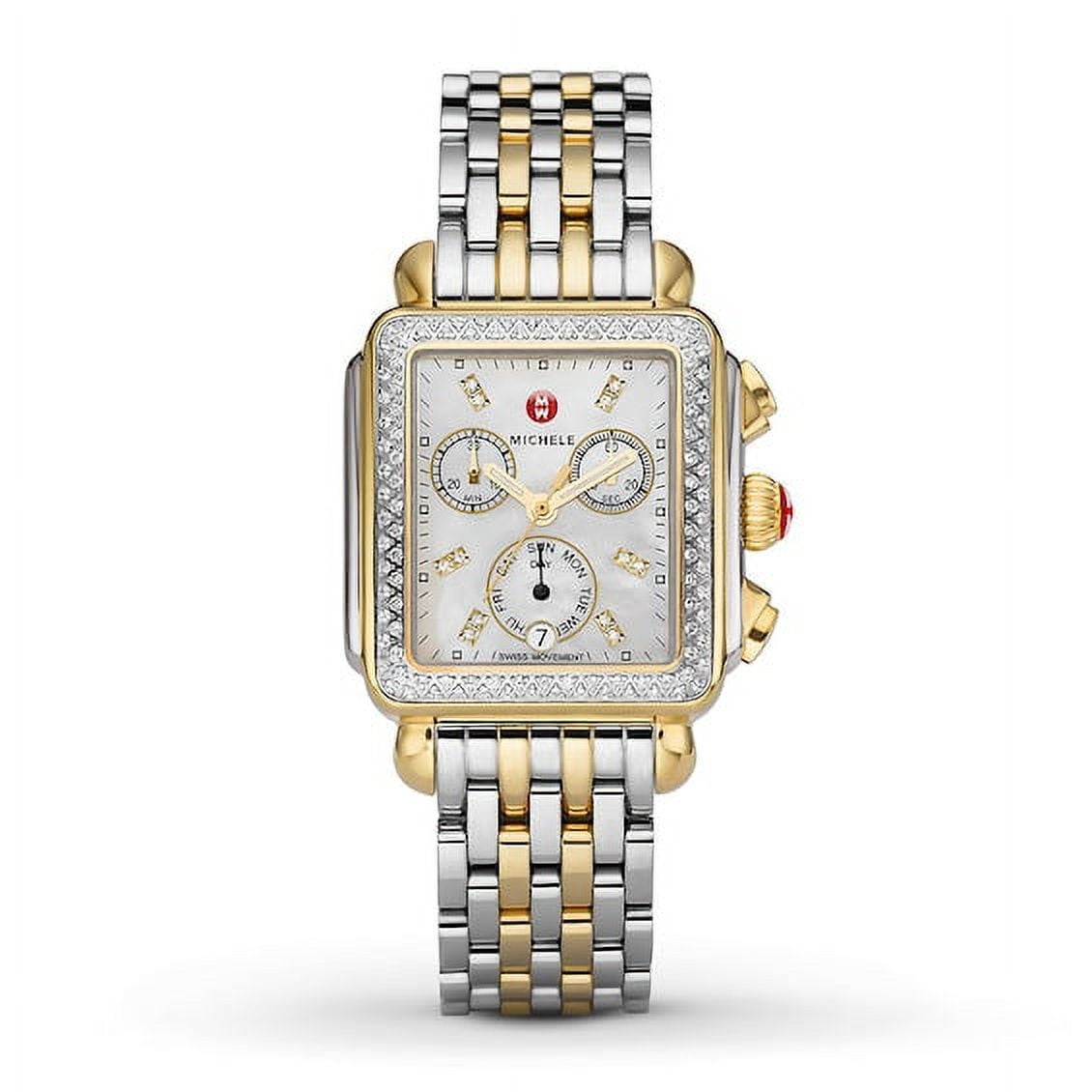 MICHELE Deco Diamond Chronograph Watch Head & Bracelet, 33mm in Gold/Silver at Nordstrom - Image 3