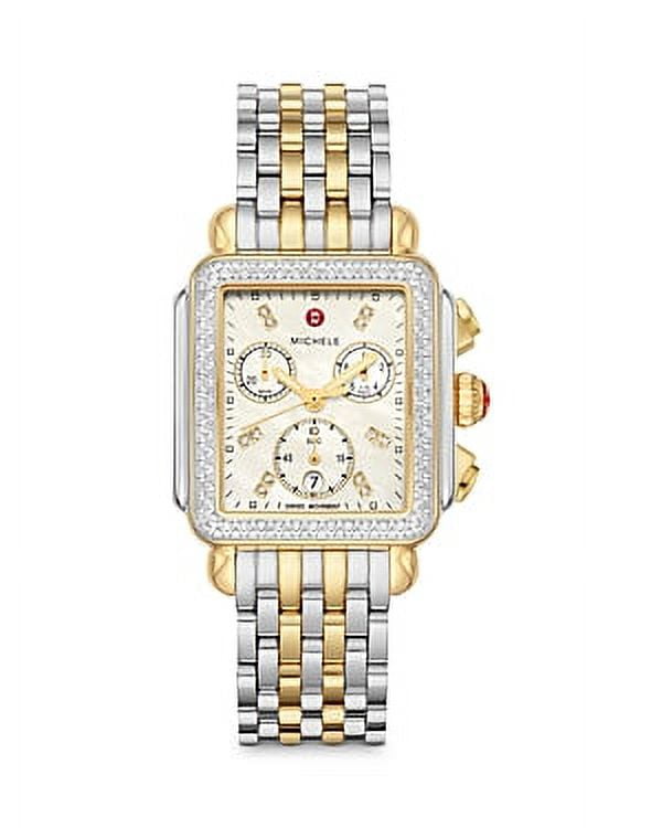 MICHELE Deco Diamond Chronograph Watch Head & Bracelet, 33mm in Gold/Silver at Nordstrom - Image 4