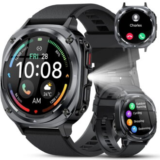 Military Smart Watch for Men Answer/Make Calls, 1.39" HD Fitness Tracker with Pedometer, 130+ Sports Mode Activity Trackers, IP68 Waterproof Outdoor Smartwatch Fits for iPhone and Android