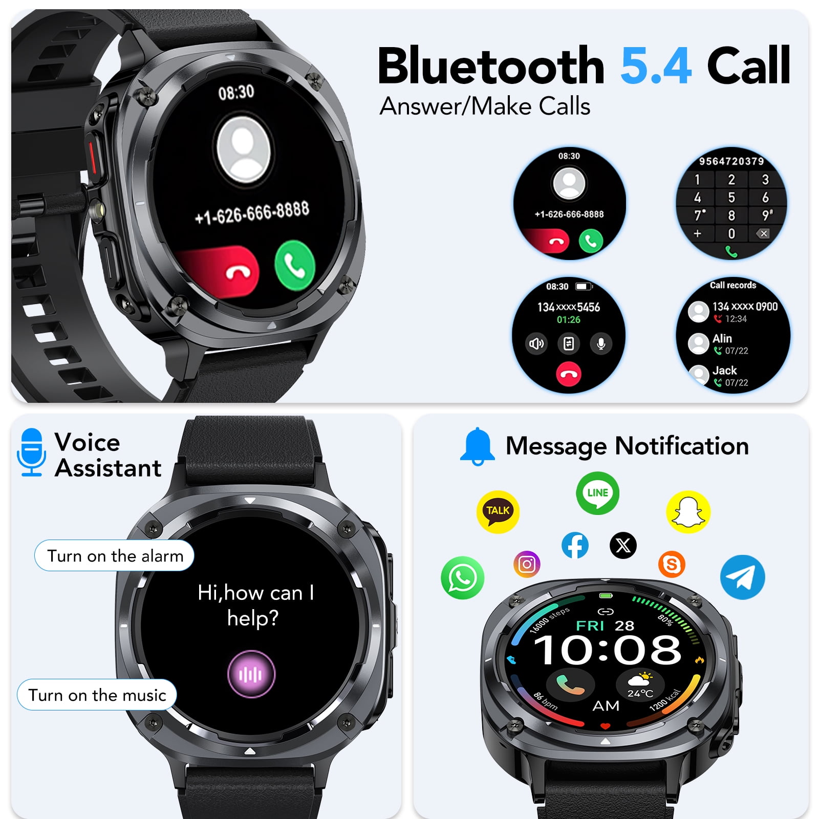 Military Smart Watch for Men Answer/Make Calls, 1.39" HD Fitness Tracker with Pedometer, 130+ Sports Mode Activity Trackers, IP68 Waterproof Outdoor Smartwatch Fits for iPhone and Android - Image 5