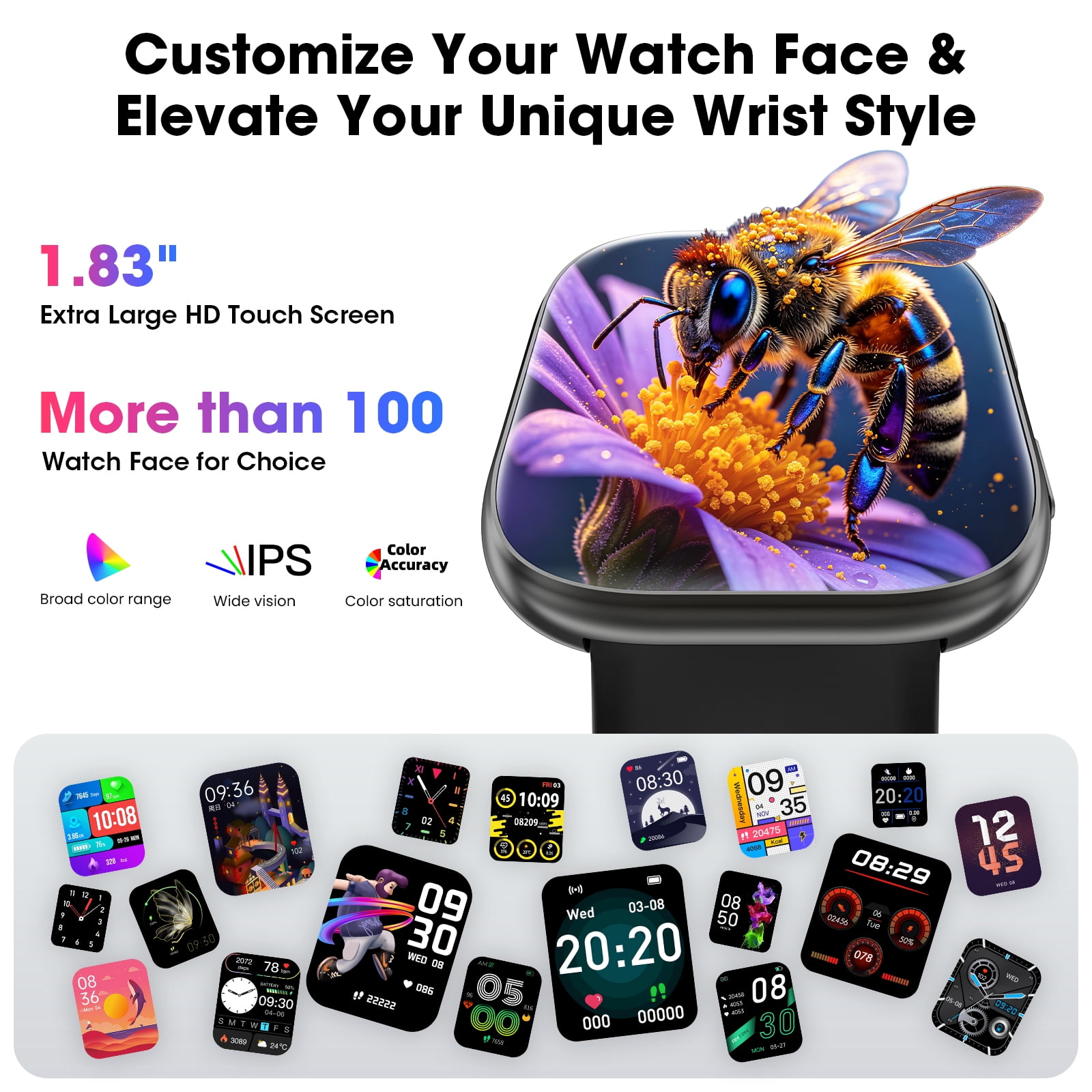 Mingdaln 7 Bands Gift Set Smart Watch Fits for Android and Iphone, Smartwatch for Women Men, 1.85" HD Fitness Tracker 120 Plus Sports Mode, Smart Watch with Bluetooth Call, IP68, Perfect gift - Image 5