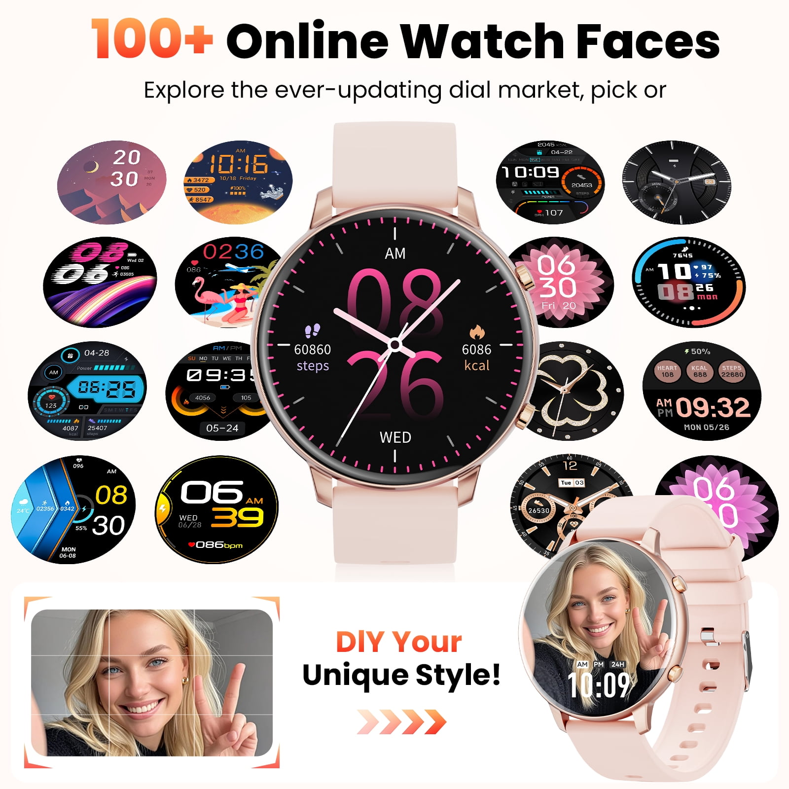 Mingdaln Smart Watch for Women, with 1.39" HD Answer Make Call/IP68 Waterproof/10 Days Standby, with Fitness Tracker,Smartwatch for Android IPhone Devices(Gold) - Image 2