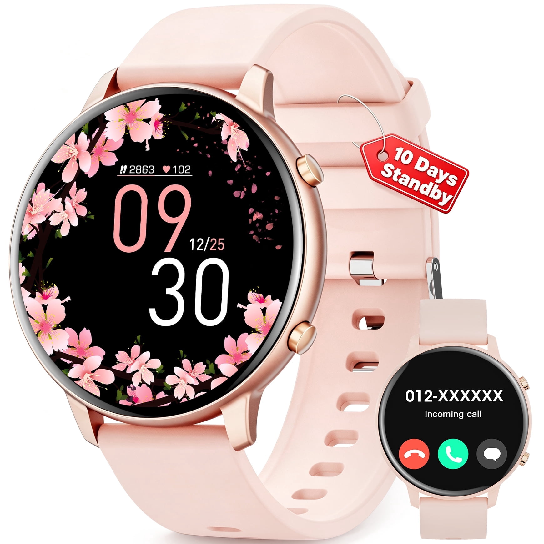 Mingdaln Smart Watch for Women, with 1.39" HD Answer Make Call/IP68 Waterproof/10 Days Standby, with Fitness Tracker,Smartwatch for Android IPhone Devices(Gold)