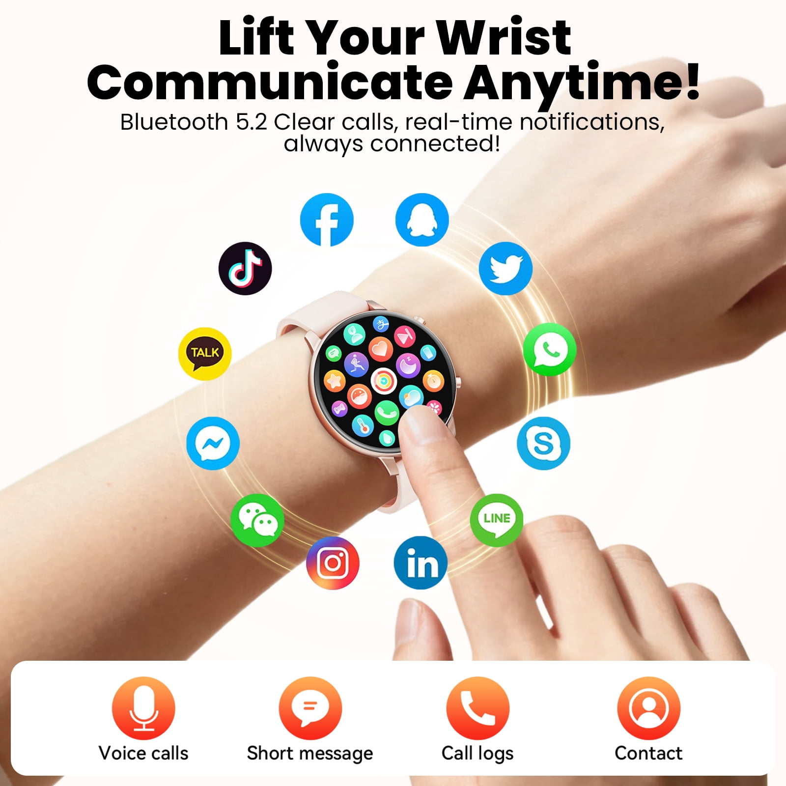 Mingdaln Smart Watch for Women, with 1.39" HD Answer Make Call/IP68 Waterproof/10 Days Standby, with Fitness Tracker,Smartwatch for Android IPhone Devices(Gold) - Image 3