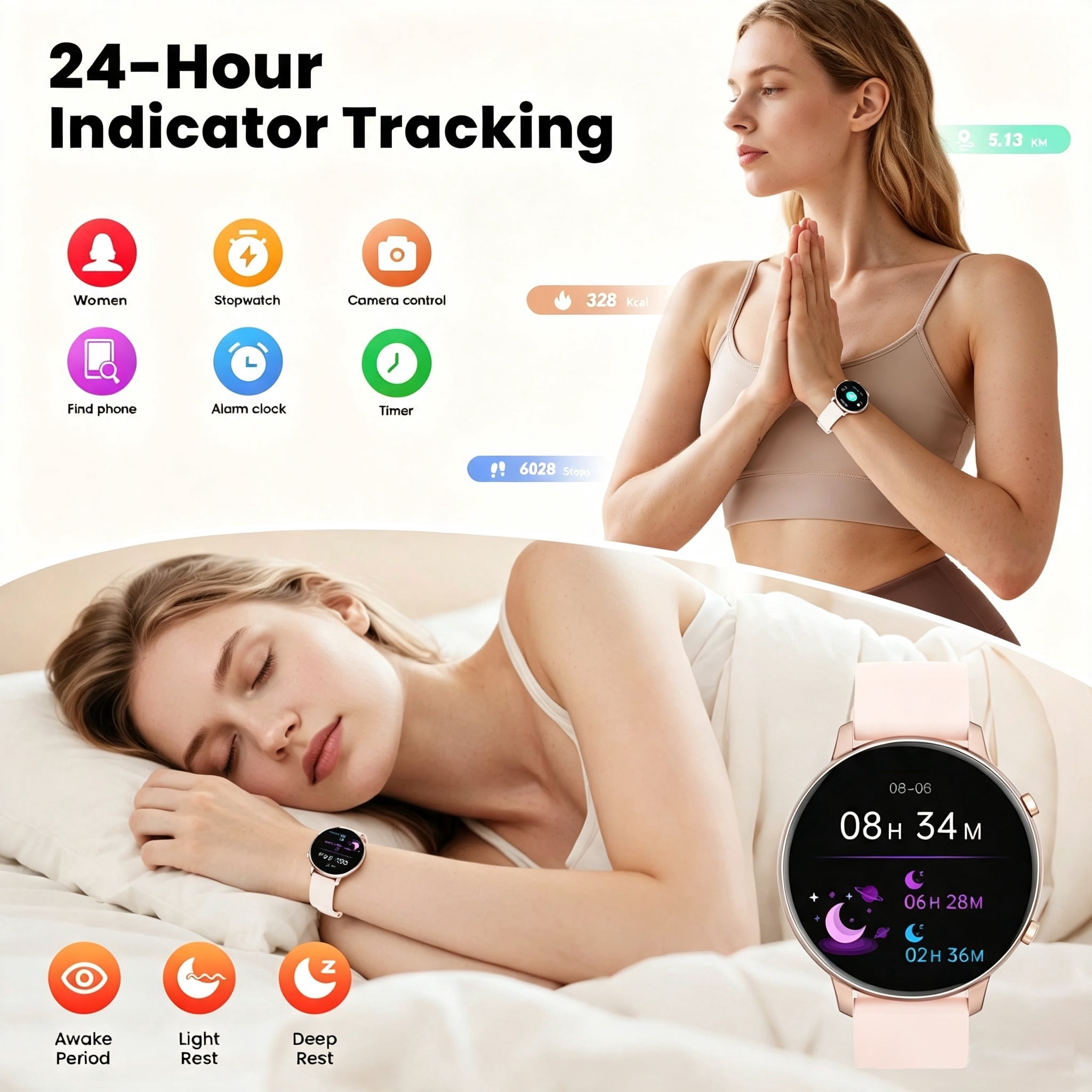 Mingdaln Smart Watch for Women, with 1.39" HD Answer Make Call/IP68 Waterproof/10 Days Standby, with Fitness Tracker,Smartwatch for Android IPhone Devices(Gold) - Image 4