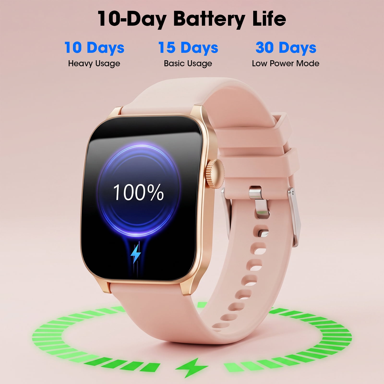 Mingdaln Women Smart Watch for Android Iphone(7 Bands Gift Set), 1.91 Screen IP68 Waterproof Fitness Tracker, Bluetooth Call AI Control,7-Day Battery, Gold - Image 2