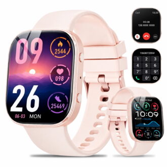 Minsxk 1.88''HD Smart Watch Fits for Android and IPhone,Smartwatch for Women Men, IP68 Waterproof, Bluetooth Answer Calls, Fitness Tracker with Multi Sport Modes,for Gift (Pink)