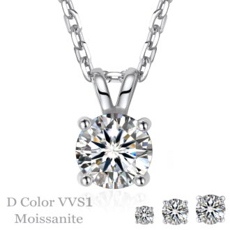 MomentWish 1 Carat Round Cut Moissanite Solitaire Pendant Necklace 925 Sterling Silver Christmas Anniversaries Jewelry Gift for Women