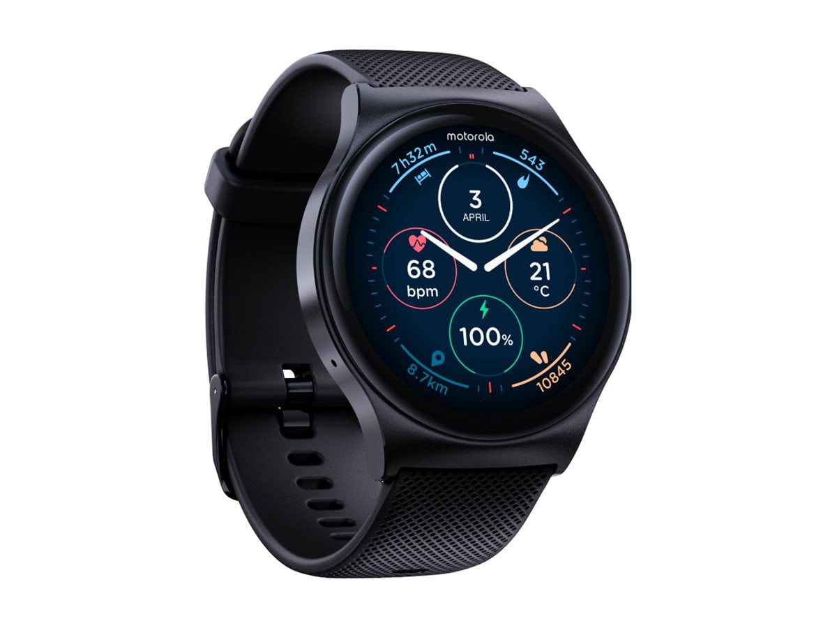 Motorola Moto Watch 120 - Black zinc alloy - smart watch with strap - silicone - display 1.43" - Bluetooth, Bluetooth - 1.94 oz - phantom black - Image 2