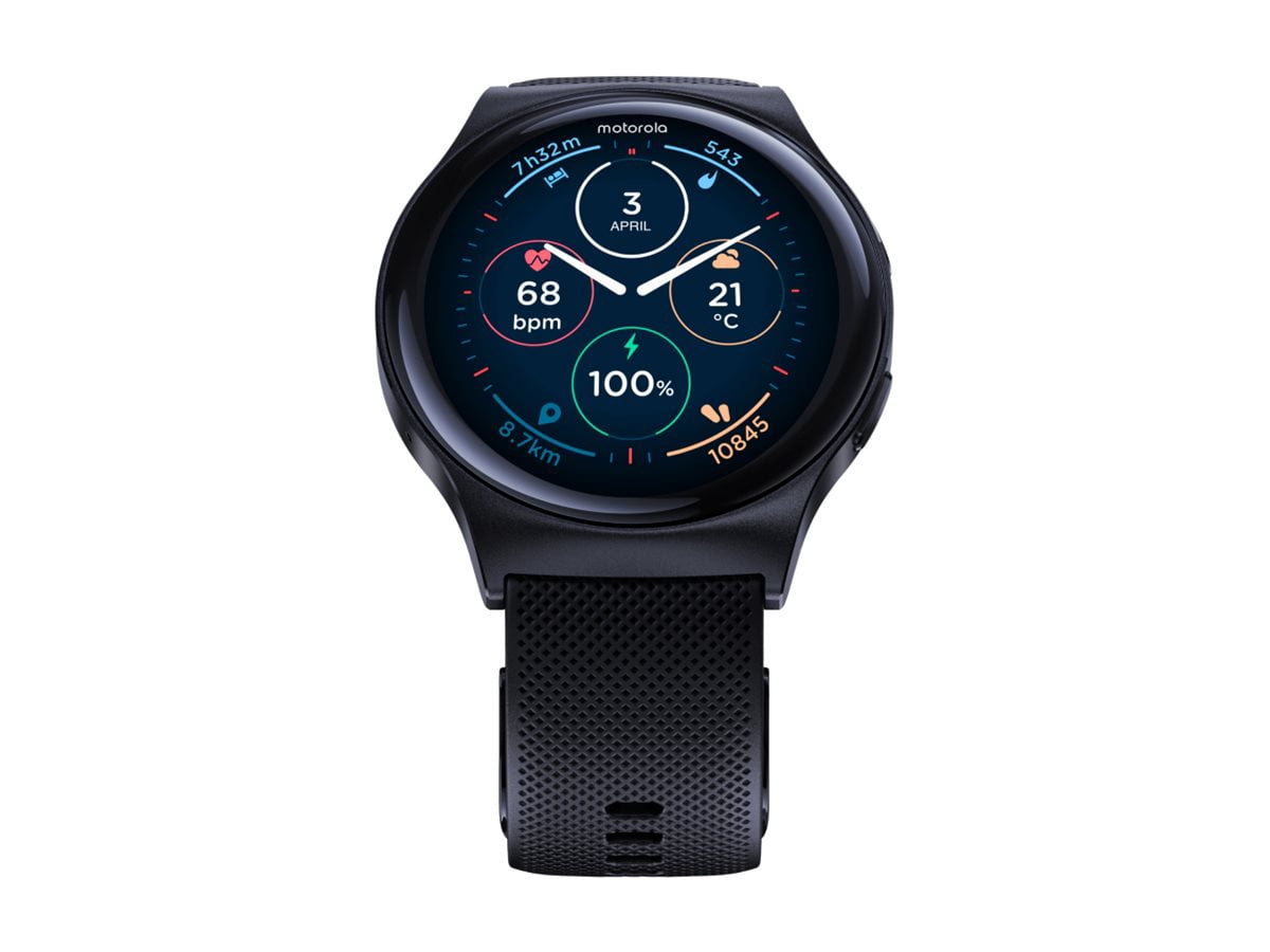 Motorola Moto Watch 120 - Black zinc alloy - smart watch with strap - silicone - display 1.43" - Bluetooth, Bluetooth - 1.94 oz - phantom black - Image 3