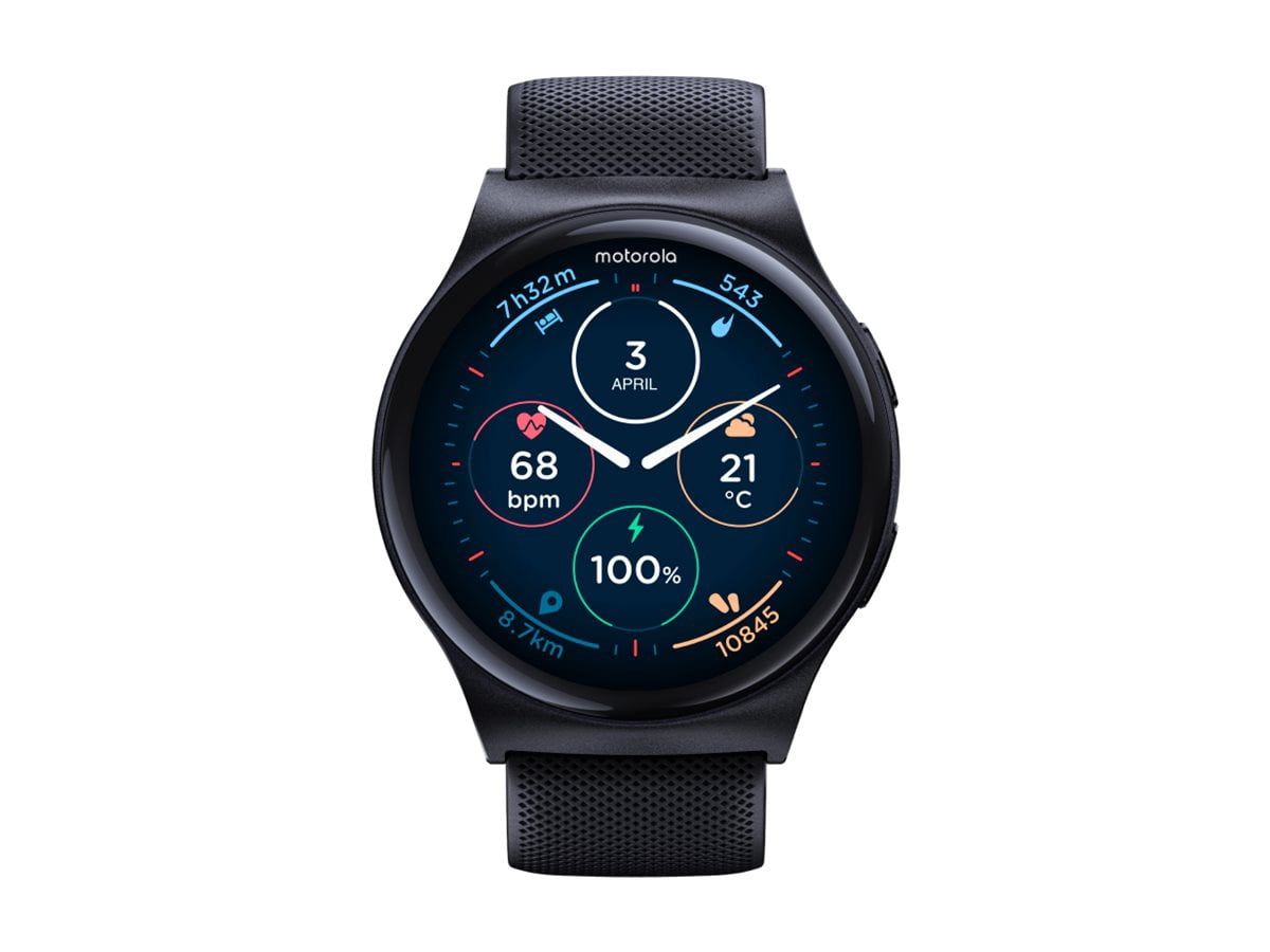 Motorola Moto Watch 120 - Black zinc alloy - smart watch with strap - silicone - display 1.43" - Bluetooth, Bluetooth - 1.94 oz - phantom black - Image 4
