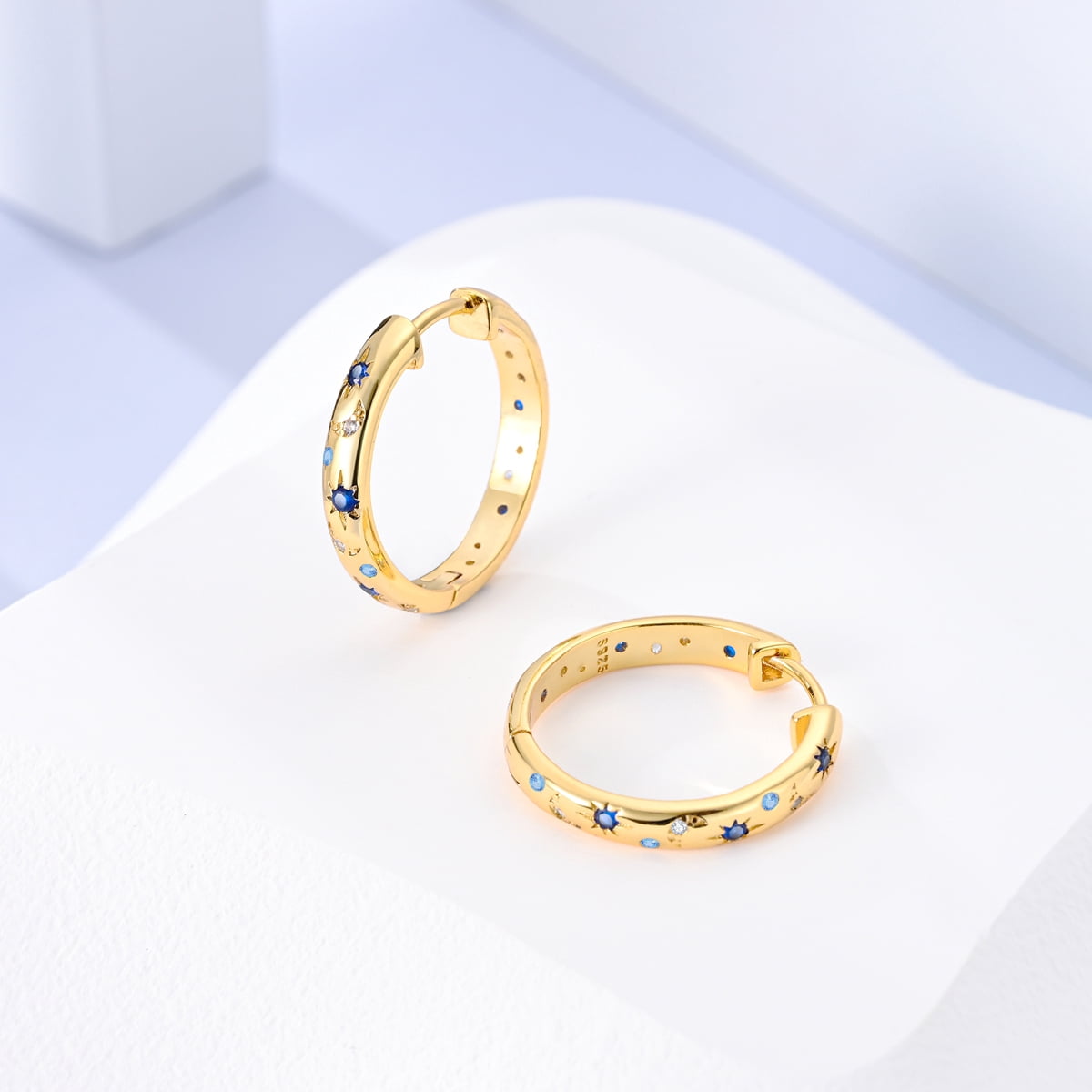 MULA European 925 Sterling Silver Starry Night Huggie Hoop Earrings For Women, Hypoallergenic Sparkling AAA CZ Jewelry Birthday Gift with Box - Image 3