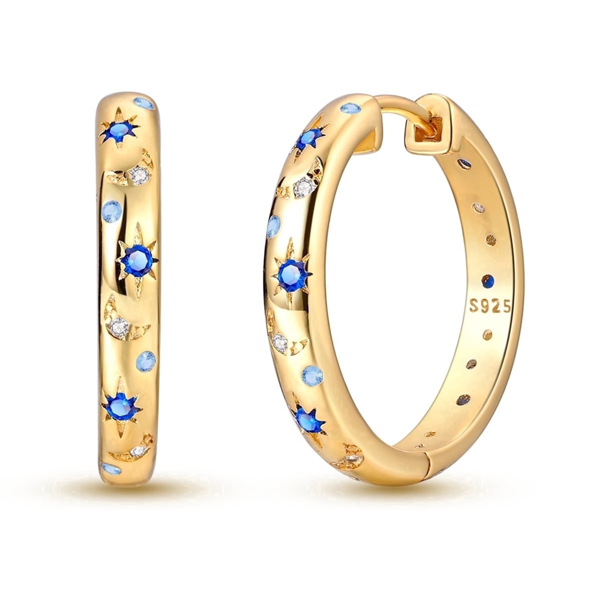 MULA European 925 Sterling Silver Starry Night Huggie Hoop Earrings For Women, Hypoallergenic Sparkling AAA CZ Jewelry Birthday Gift with Box - Image 5