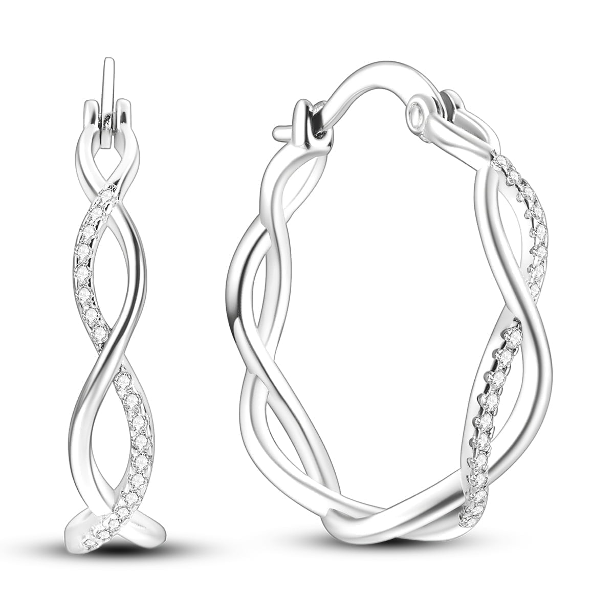 MULA European Original Sparkling Weave 925 Sterling Silver Hoop Earrings Cubic Zirconia For Women Jewelry Birthday Gift with Box - Image 3