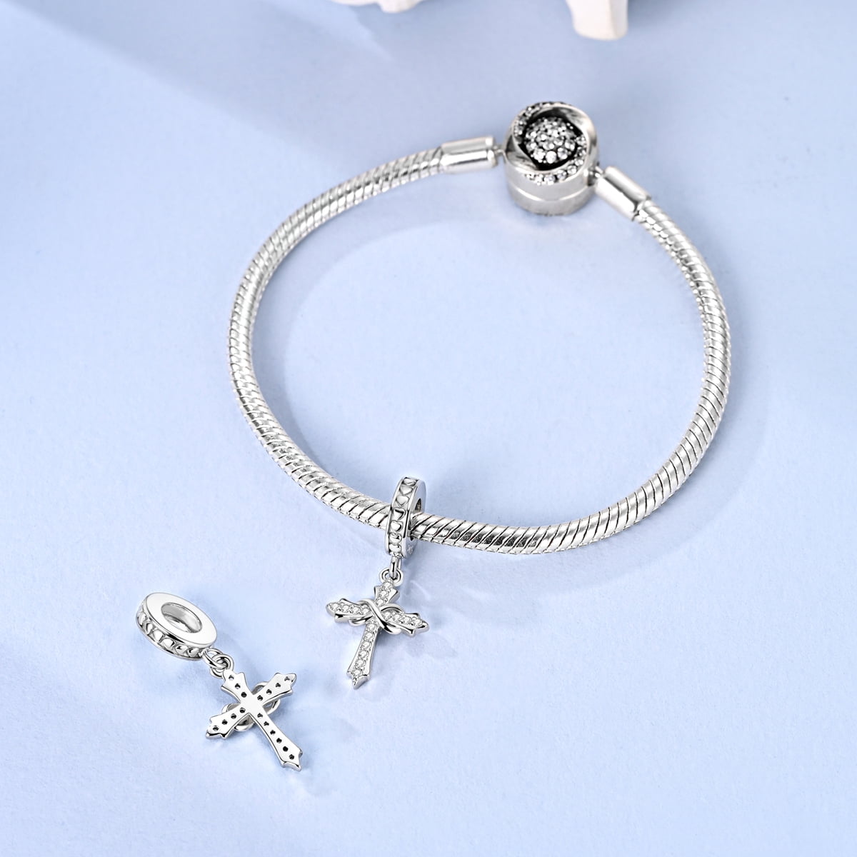 MULA Original Christmas Guardian Cross 925 Sterling Silver DIY Charms AAA CZ fit Charms Bracelets for Women Jewelry - Image 3
