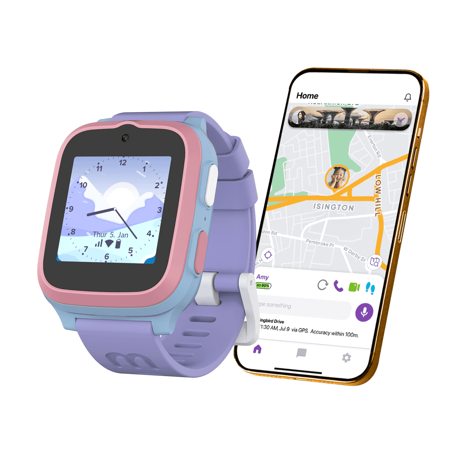 myFirst Fone S3+ (Cotton Candy)- Kids Smartwatch Phone: eSIM Technology, GPS Tracker, HD Video & Voice Call, Messaging, SOS Button, Care Call