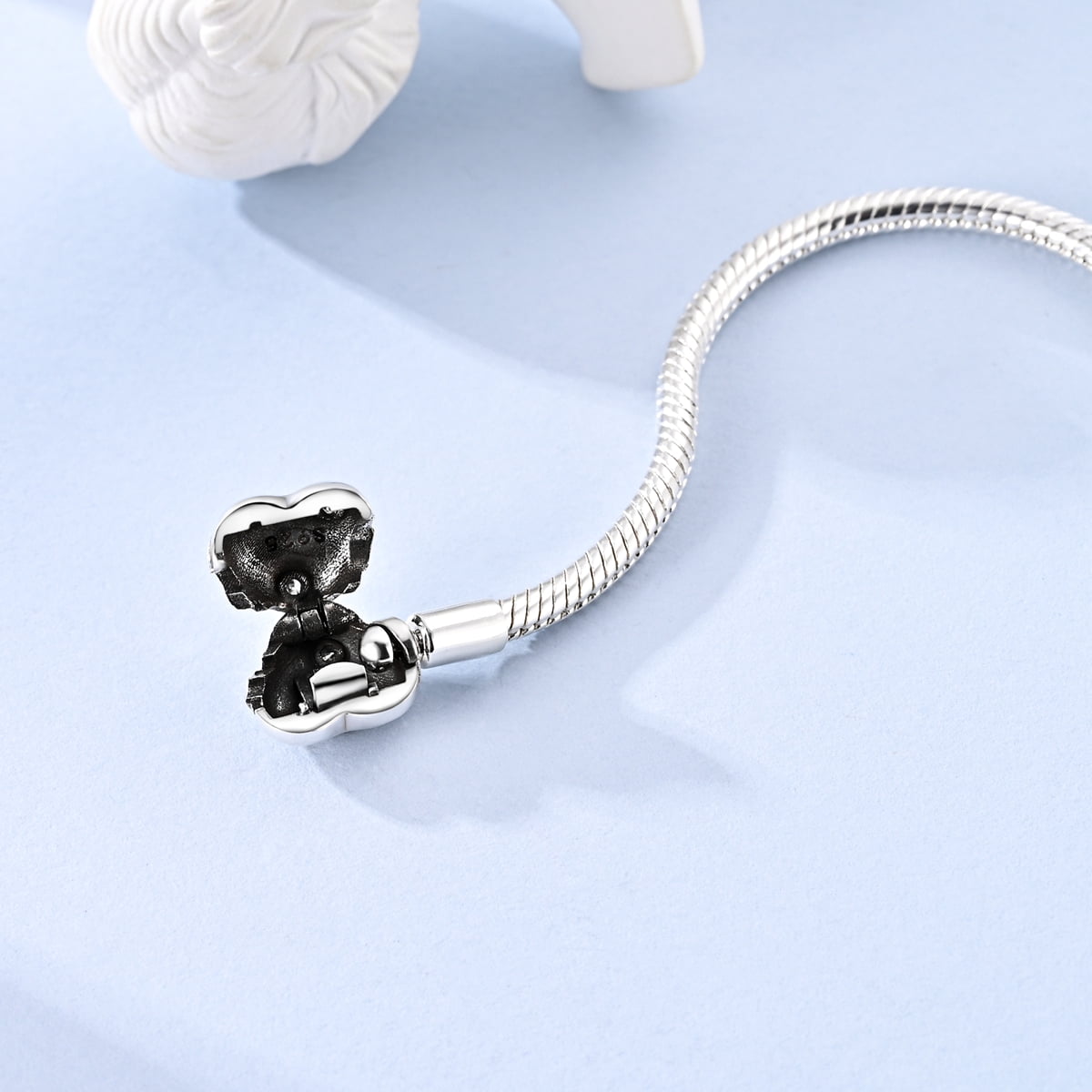 NARMO European 925 Sterling Silver Cubic Zirconia Heart Clasp Snake Bracelet fit Charms Beads Pendant for Women Jewelry - Image 2