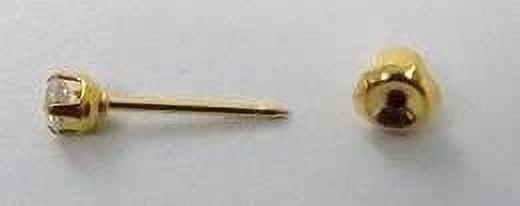 New Inverness Gold Plated Stainless Steel 3mm CZ Earring Home Pierce Kit for All Genders Ages 18 and Up - Image 2