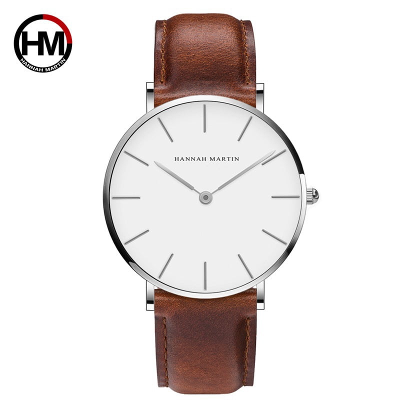 New men's watch, waterproof, simple leather strap watch, slim wristwatch, fashionable men's leather strap quartz watch - Image 3