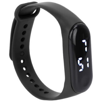 NFTIGB Black Silicone LED Digital Sports Watch with White Light Display for Teens and Students, Unisex Casual Everyday Electronic Wristwatch, 10 inches / 25.4 cm