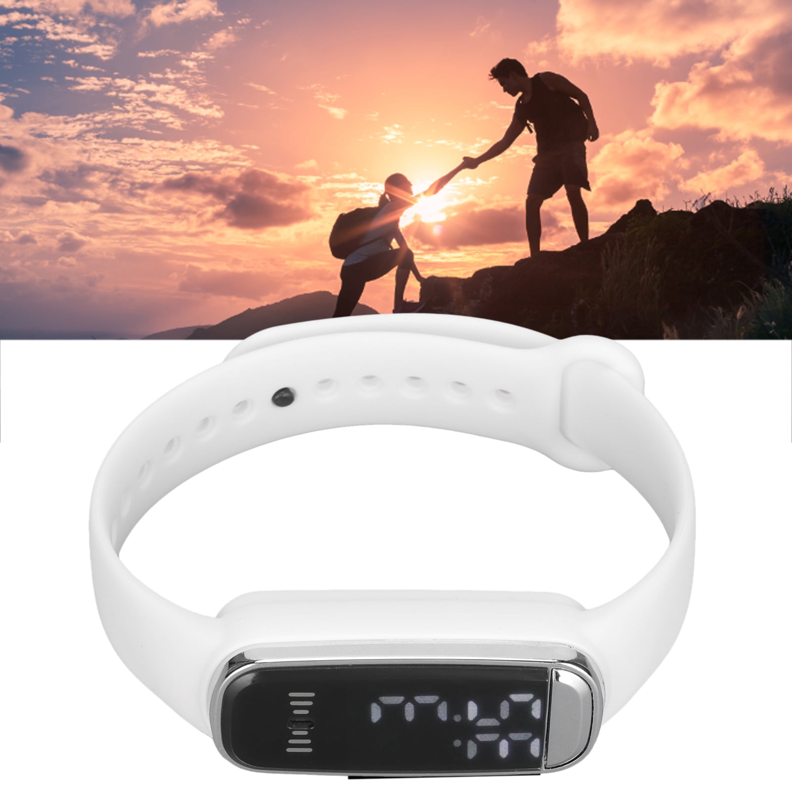 NFTIGB Digital Watch LED Screen 12/24 Hour Rechargeable Stylish Electronic Wrist Watch for Men Women White (3.54 inches / 9 cm) - Image 2