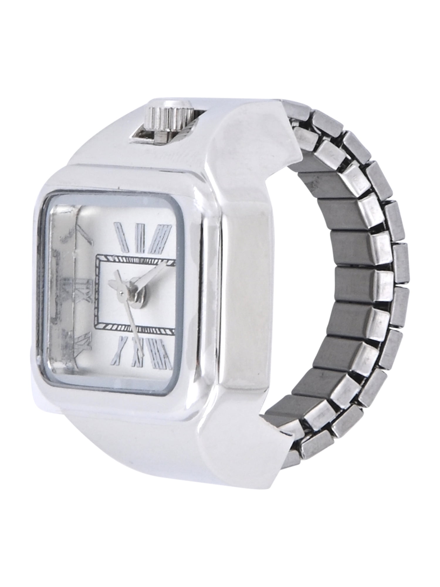 No Boundaries Adult Female Silvertone Square Case Ring Watch with Roman Numerals. - Image 3