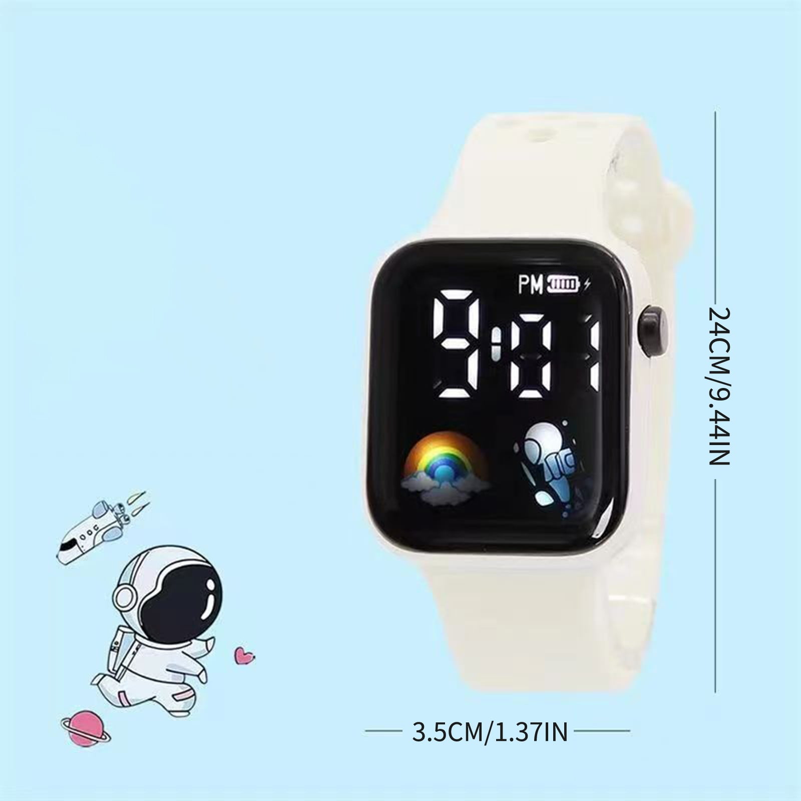 NovaStitch Square Large Screen Silicone Strap Digital Watch, Electronic Wristwatch with Time Year Display, Casual Sport Wrist Watch for Teens - Pink - Image 3