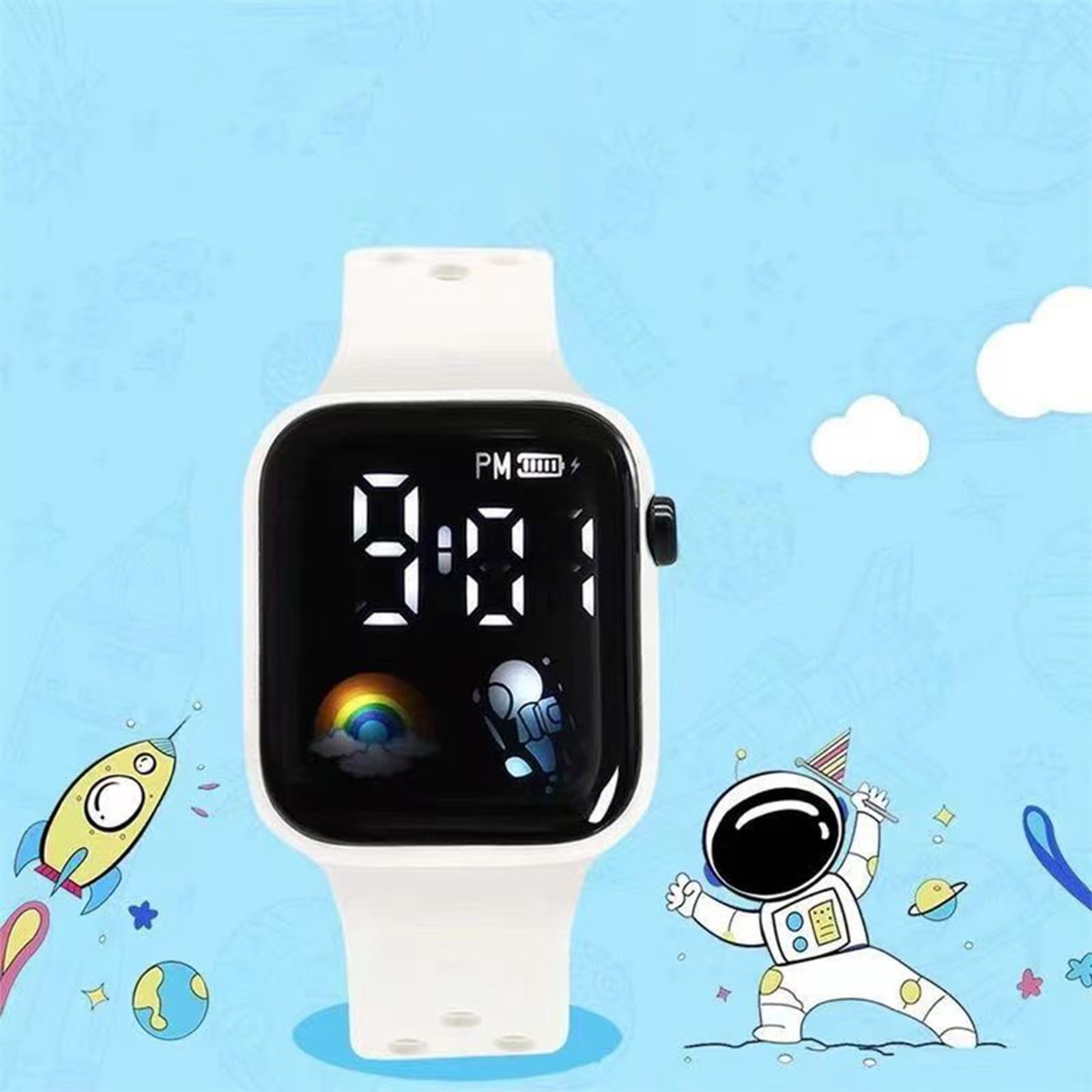 NovaStitch Square Large Screen Silicone Strap Digital Watch, Electronic Wristwatch with Time Year Display, Casual Sport Wrist Watch for Teens - Pink - Image 4