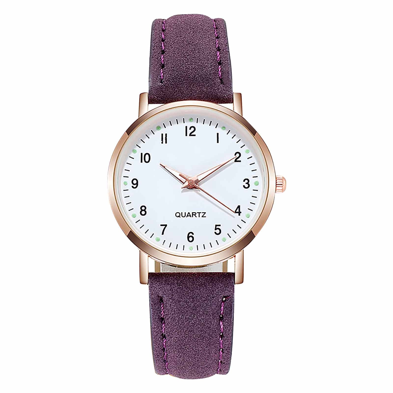 NovaStitch Watches for Women Luminous Quartz Watch Digital Display Sandblast Leather Band Casual Daily Wear Wrist Watch Gift for Ladies - Pink - Image 5