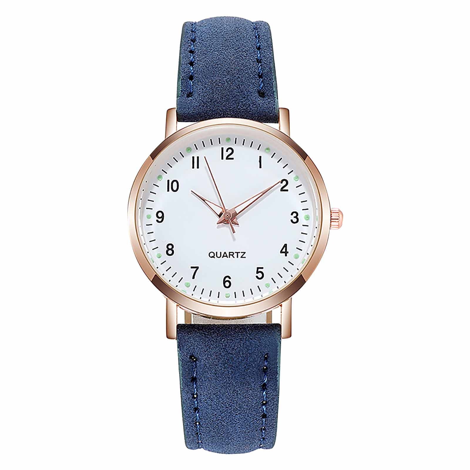 NovaStitch Watches for Women Luminous Quartz Watch Digital Display Sandblast Leather Band Casual Daily Wear Wrist Watch Gift for Ladies - Pink - Image 2
