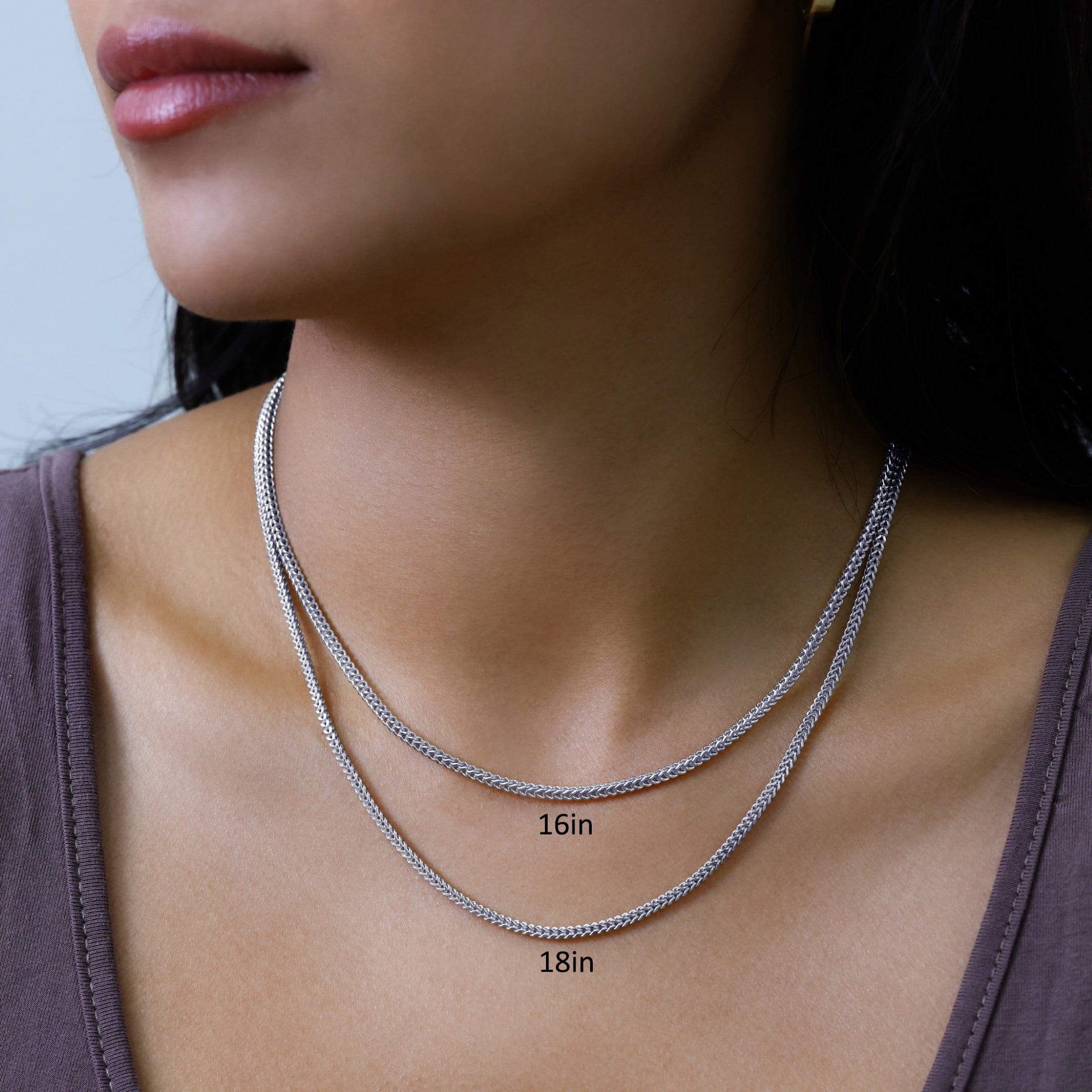 Nuragold 10K Real White Gold Franco Square Box Chain Wheat Necklace 16"-26" (1.5mm-3mm) Italian Jewelry for Men & Women - Image 3