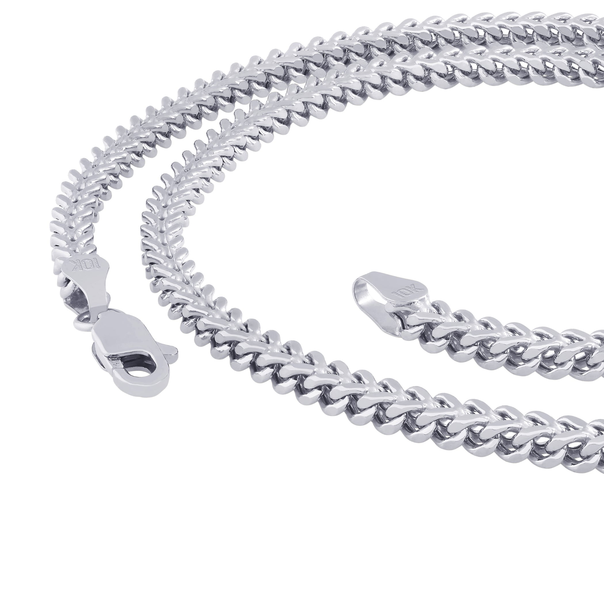Nuragold 10K Real White Gold Franco Square Box Chain Wheat Necklace 16"-26" (1.5mm-3mm) Italian Jewelry for Men & Women - Image 4