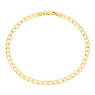 Nuragold 10k Real Yellow Gold Cuban Curb Link 3.5mm Chain Bracelet or Anklet (7"-9") Italian Jewelry for Men & Women
