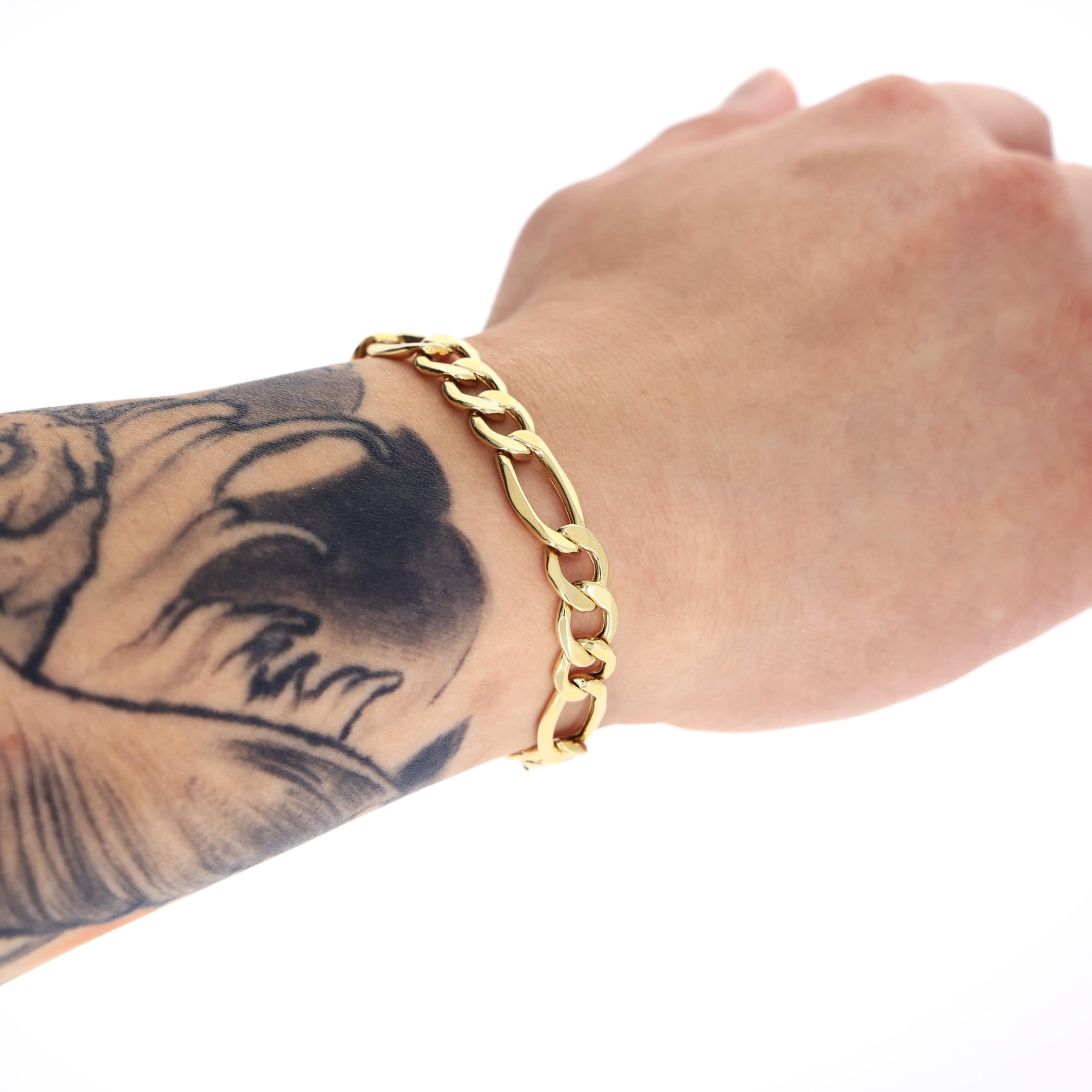 Nuragold 10K Real Yellow Gold Figaro Link Chain Bracelet 7"-9" (2mm-9mm) Italian Jewelry for Men & Women - Image 3