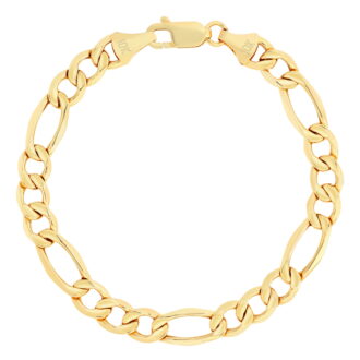 Nuragold 10K Real Yellow Gold Figaro Link Chain Bracelet 7"-9" (2mm-9mm) Italian Jewelry for Men & Women