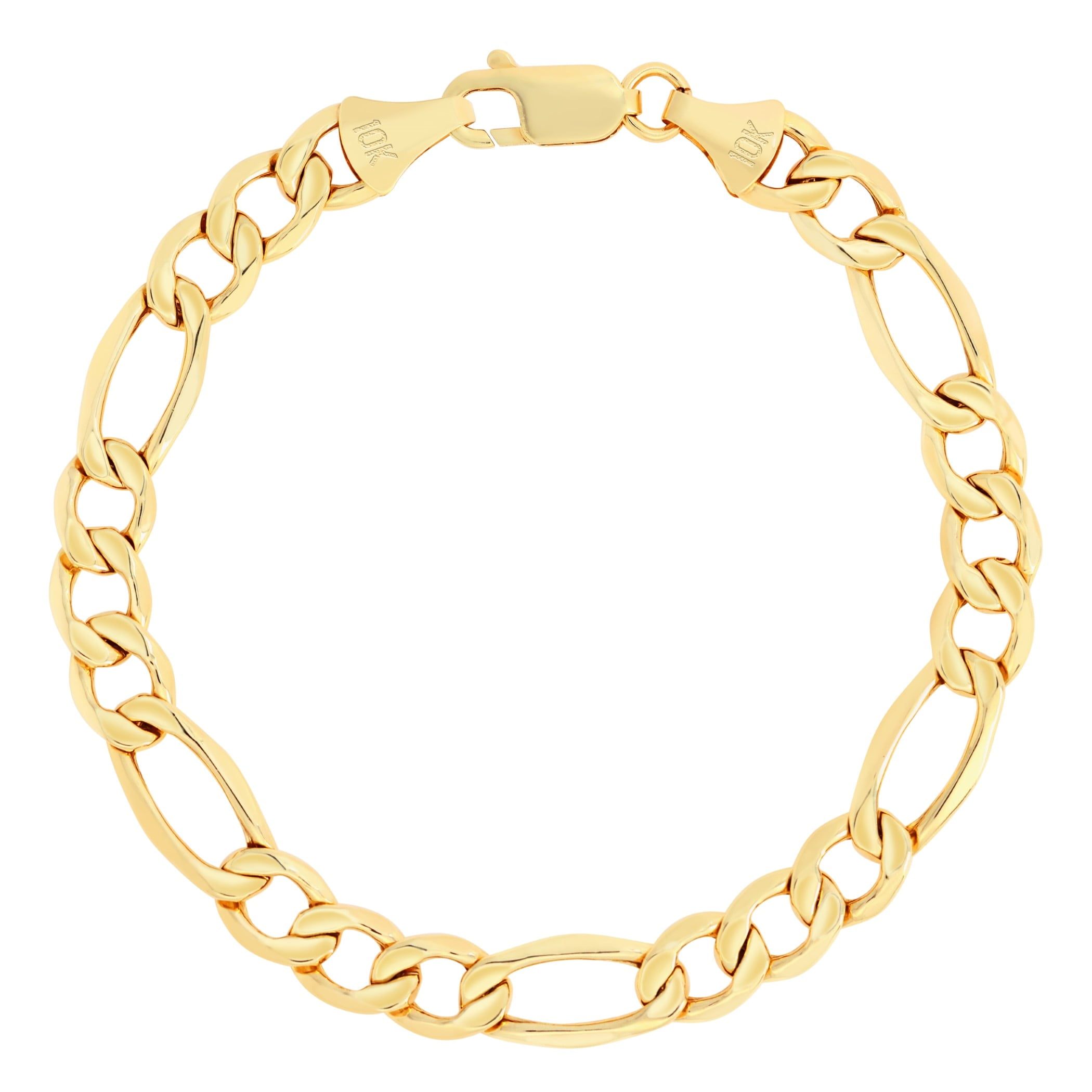 Nuragold 10K Real Yellow Gold Figaro Link Chain Bracelet 7"-9" (2mm-9mm) Italian Jewelry for Men & Women