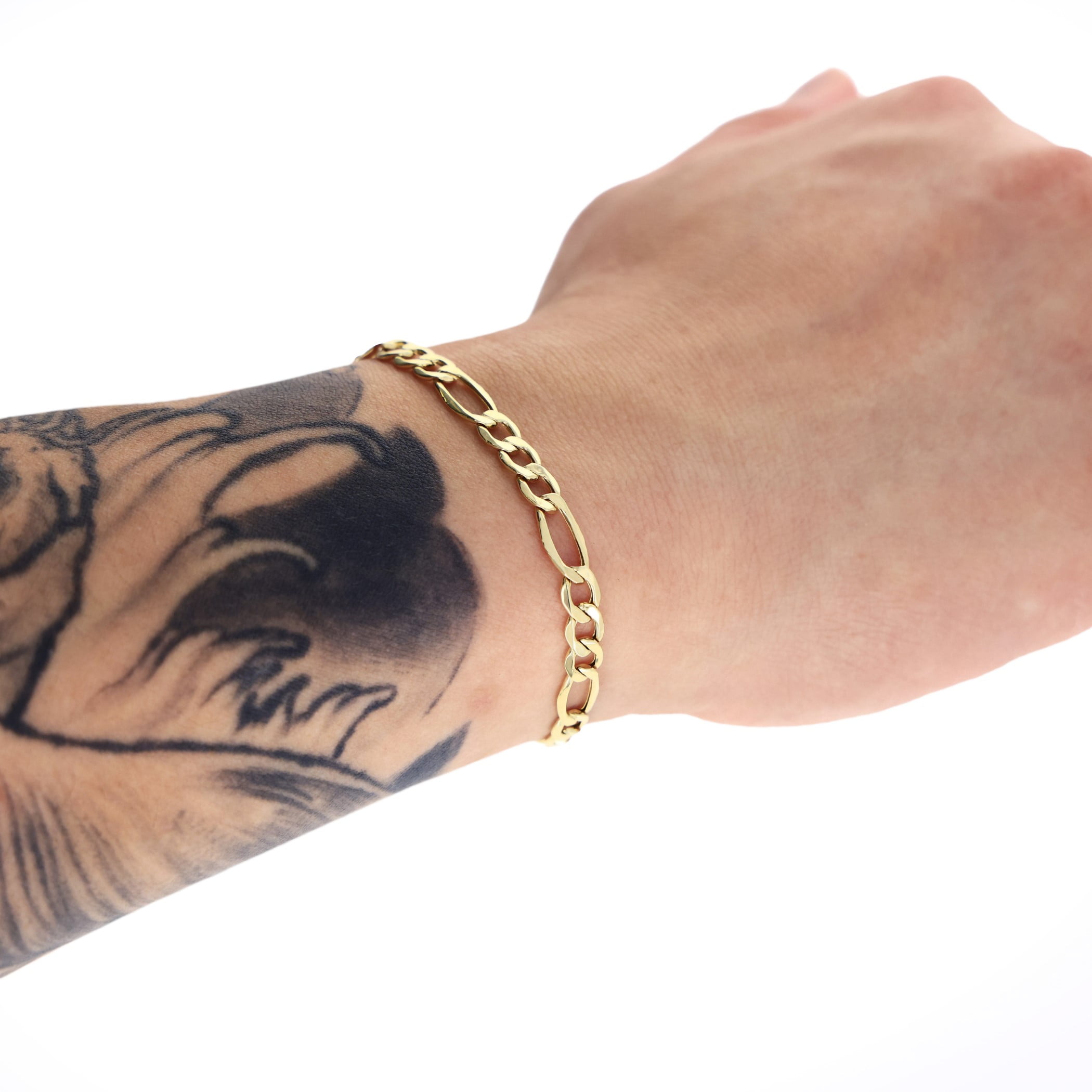 Nuragold 10K Real Yellow Gold Figaro Link Chain Bracelet 7"-9" (2mm-9mm) Italian Jewelry for Men & Women - Image 4