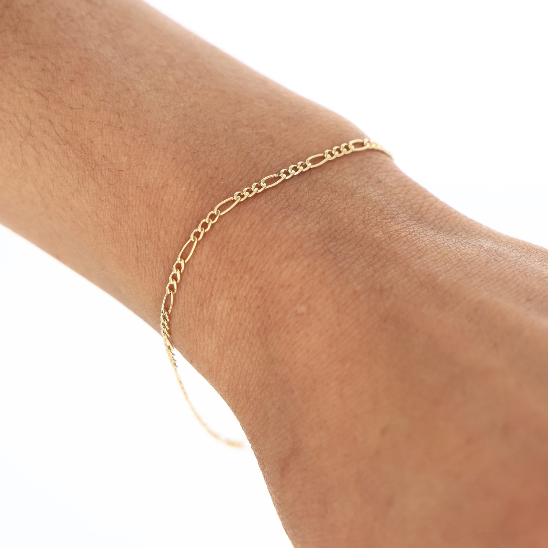 Nuragold 10K Real Yellow Gold Figaro Link Chain Bracelet 7"-9" (2mm-9mm) Italian Jewelry for Men & Women - Image 2