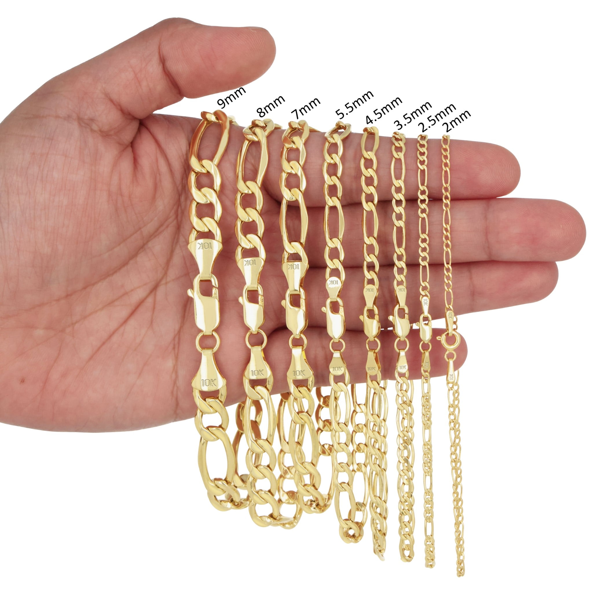 Nuragold 10K Real Yellow Gold Figaro Link Chain Necklace 16"-30" (2mm-9mm) Italian Jewelry for Men & Women - Image 4