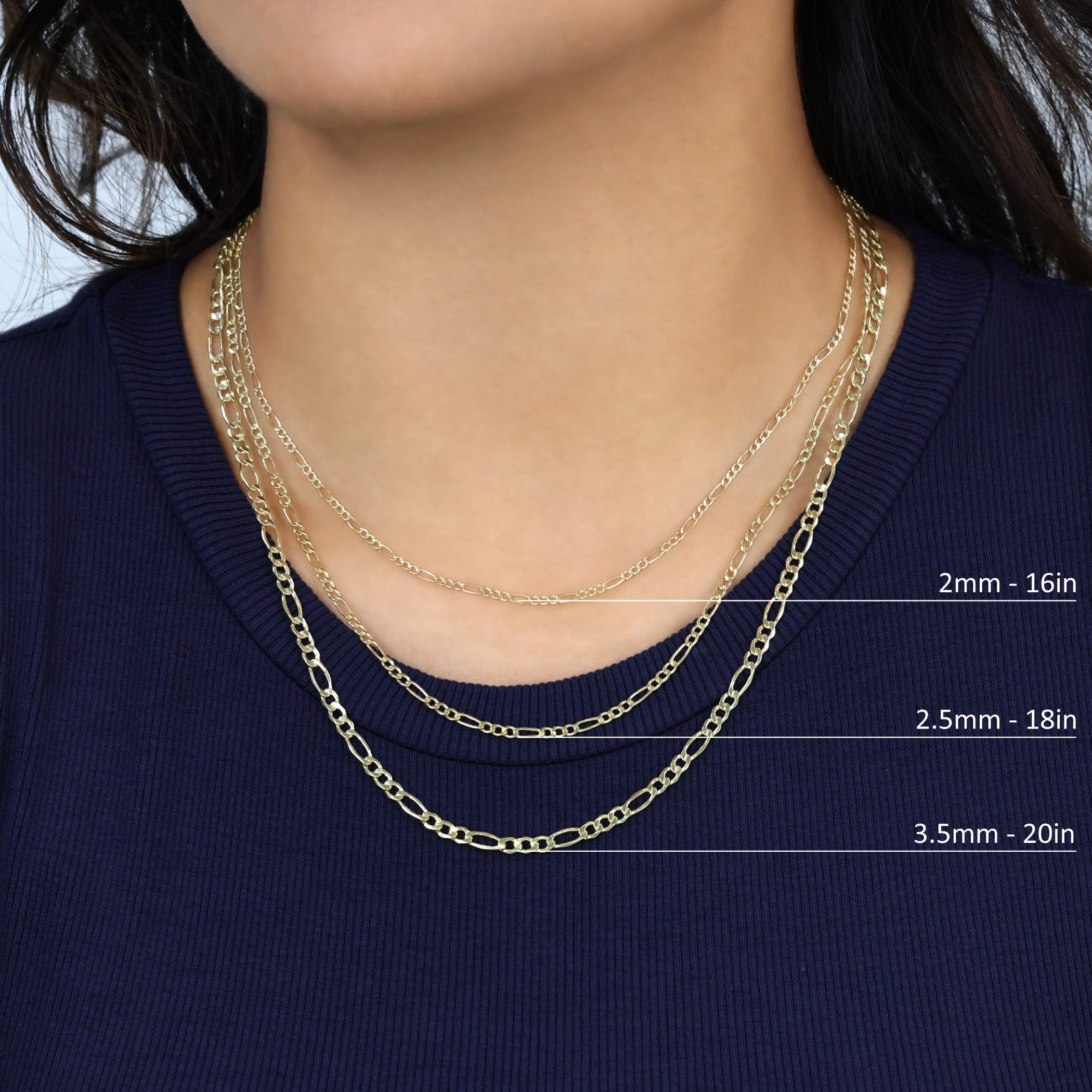 Nuragold 10K Real Yellow Gold Figaro Link Chain Necklace 16"-30" (2mm-9mm) Italian Jewelry for Men & Women - Image 5