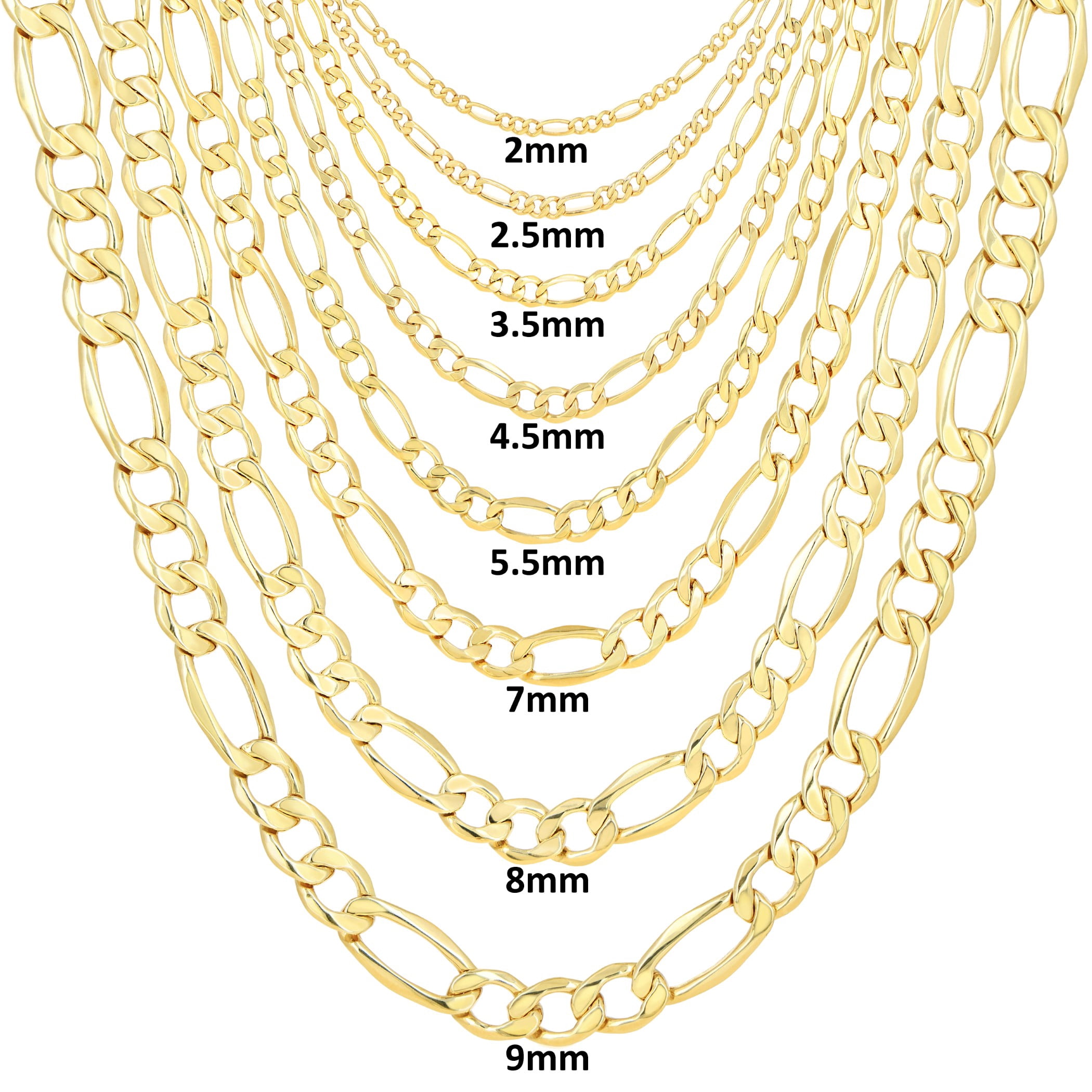 Nuragold 10K Real Yellow Gold Figaro Link Chain Necklace 16"-30" (2mm-9mm) Italian Jewelry for Men & Women - Image 2