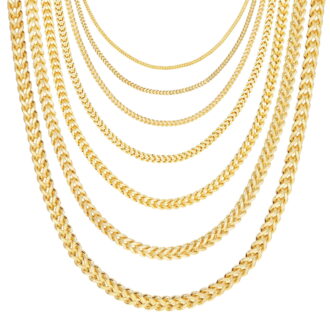 Nuragold 10K Real Yellow Gold Franco Square Chain Wheat Necklace 16"-30" (1.5mm-6mm) Italian Jewelry for Men & Women