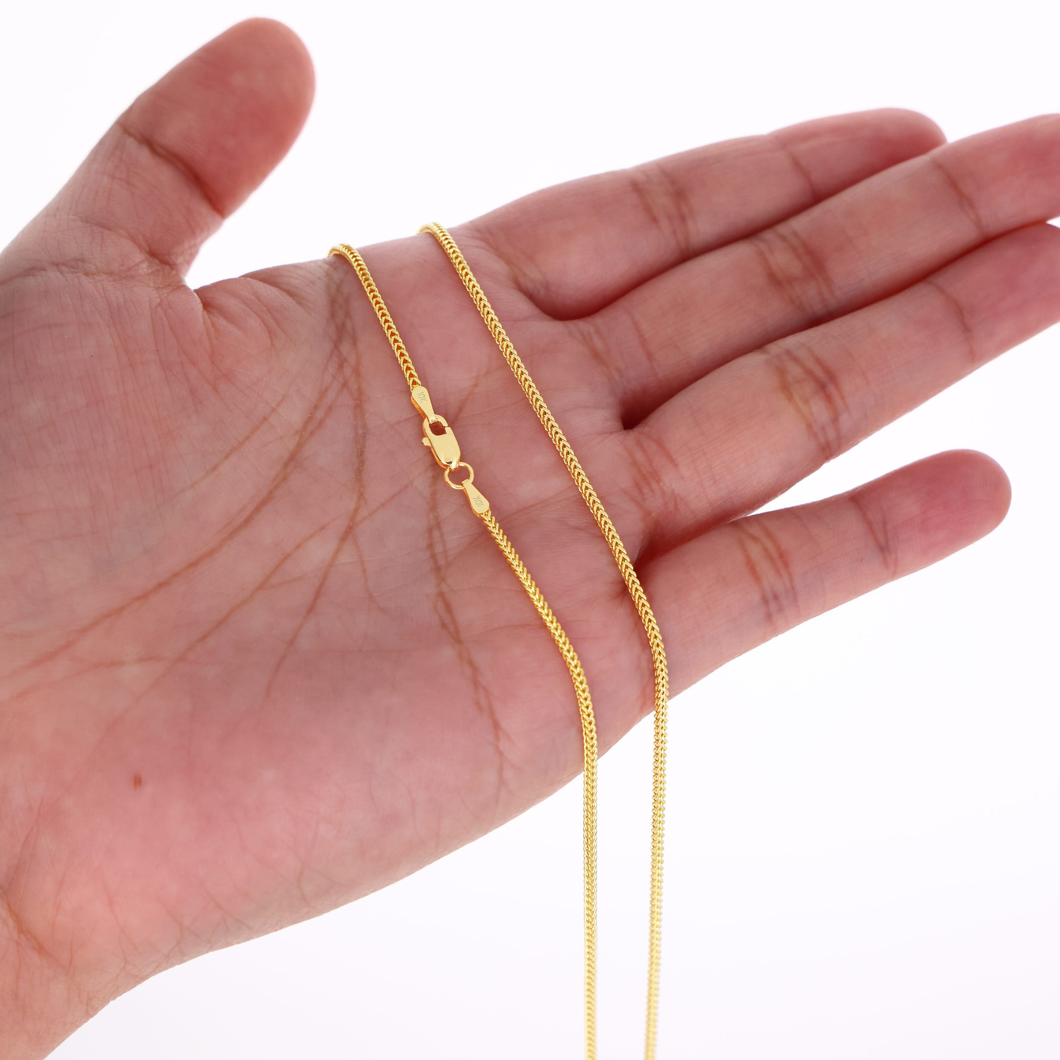Nuragold 10K Real Yellow Gold Franco Square Chain Wheat Necklace 16"-30" (1.5mm-6mm) Italian Jewelry for Men & Women - Image 5