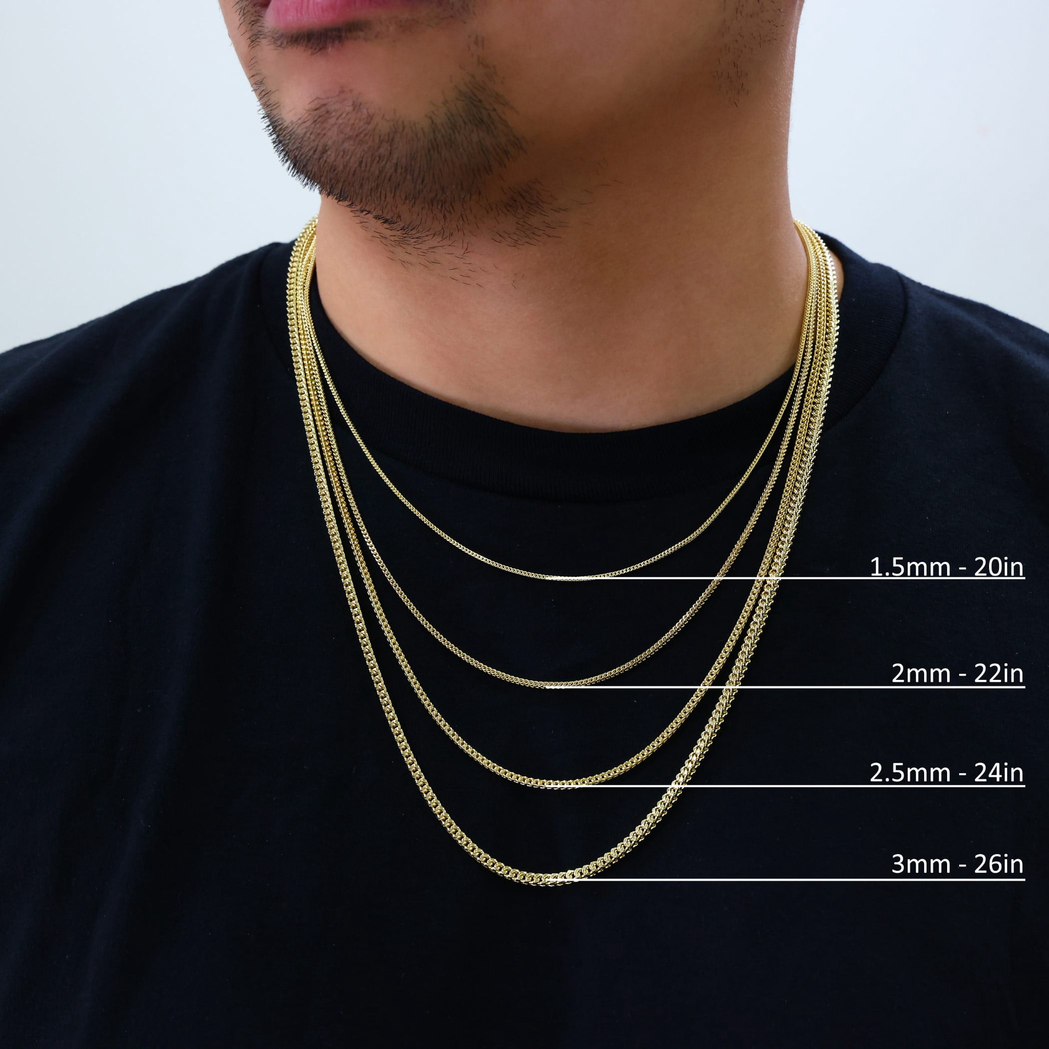 Nuragold 10K Real Yellow Gold Franco Square Chain Wheat Necklace 16"-30" (1.5mm-6mm) Italian Jewelry for Men & Women - Image 2