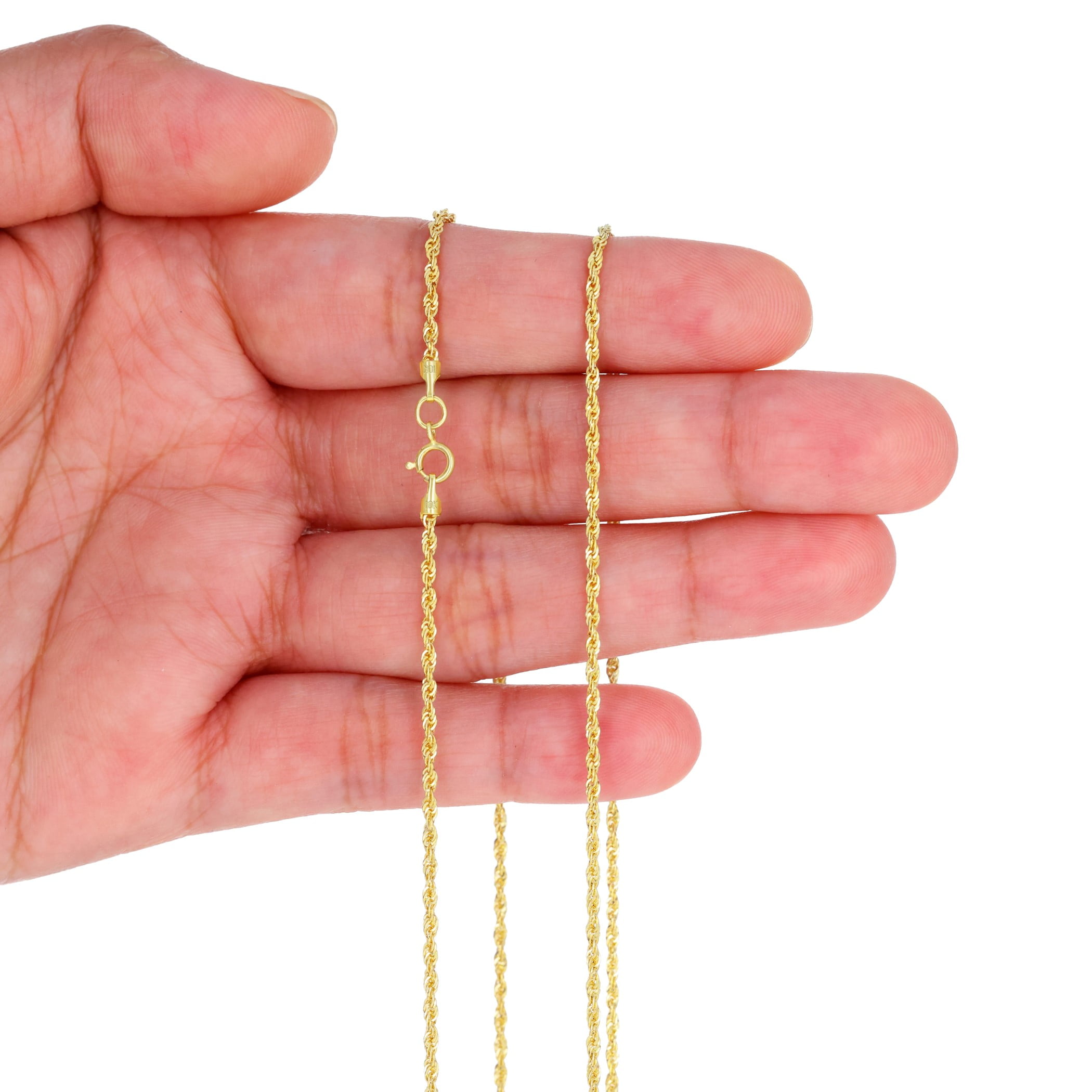 Nuragold 10K Real Yellow Gold Rope Diamond Cut Chain Lightweight Necklace 14"-30" (1.5mm-4mm) Italian Jewelry for Men & Women - Image 4
