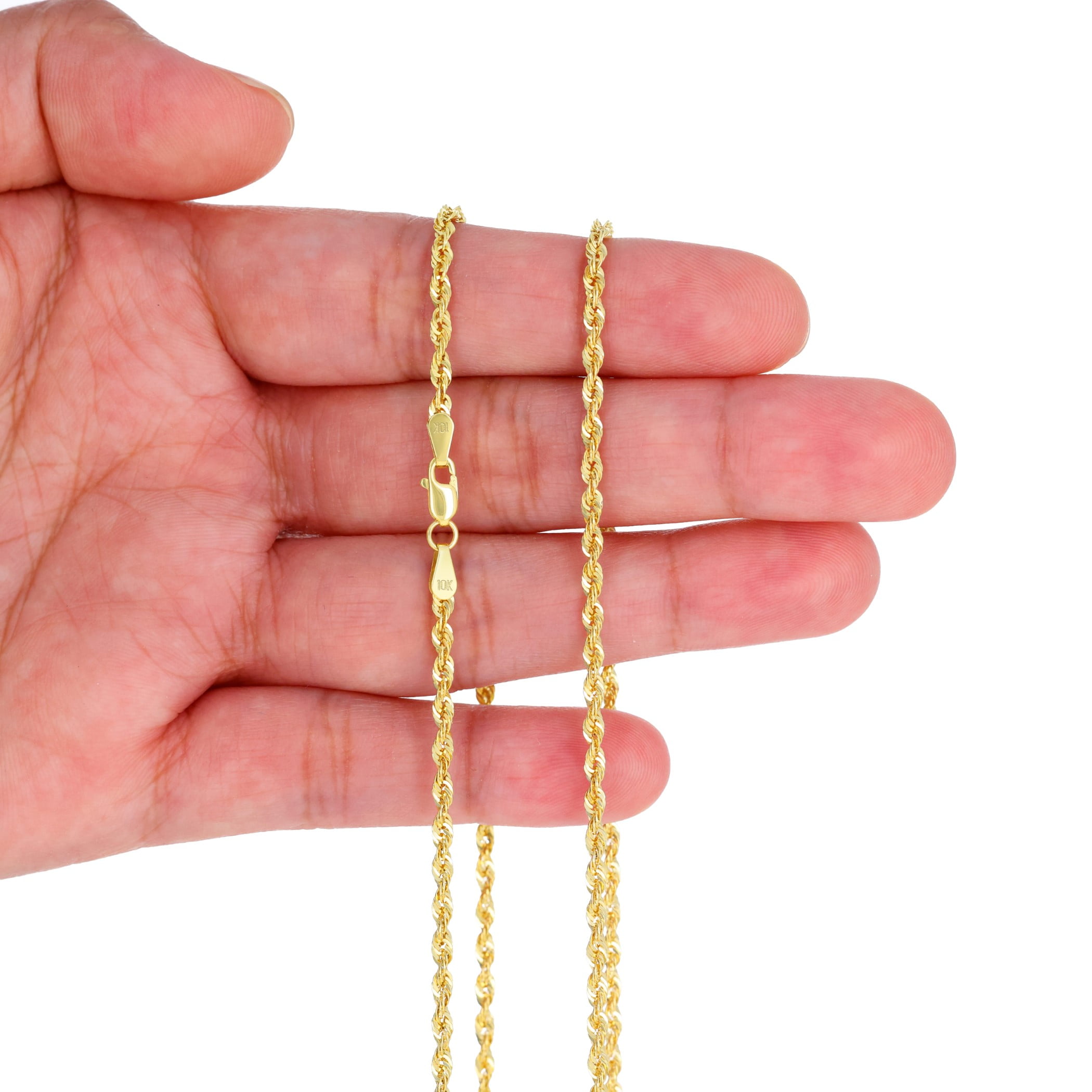 Nuragold 10K Real Yellow Gold Rope Diamond Cut Chain Lightweight Necklace 14"-30" (1.5mm-4mm) Italian Jewelry for Men & Women - Image 3