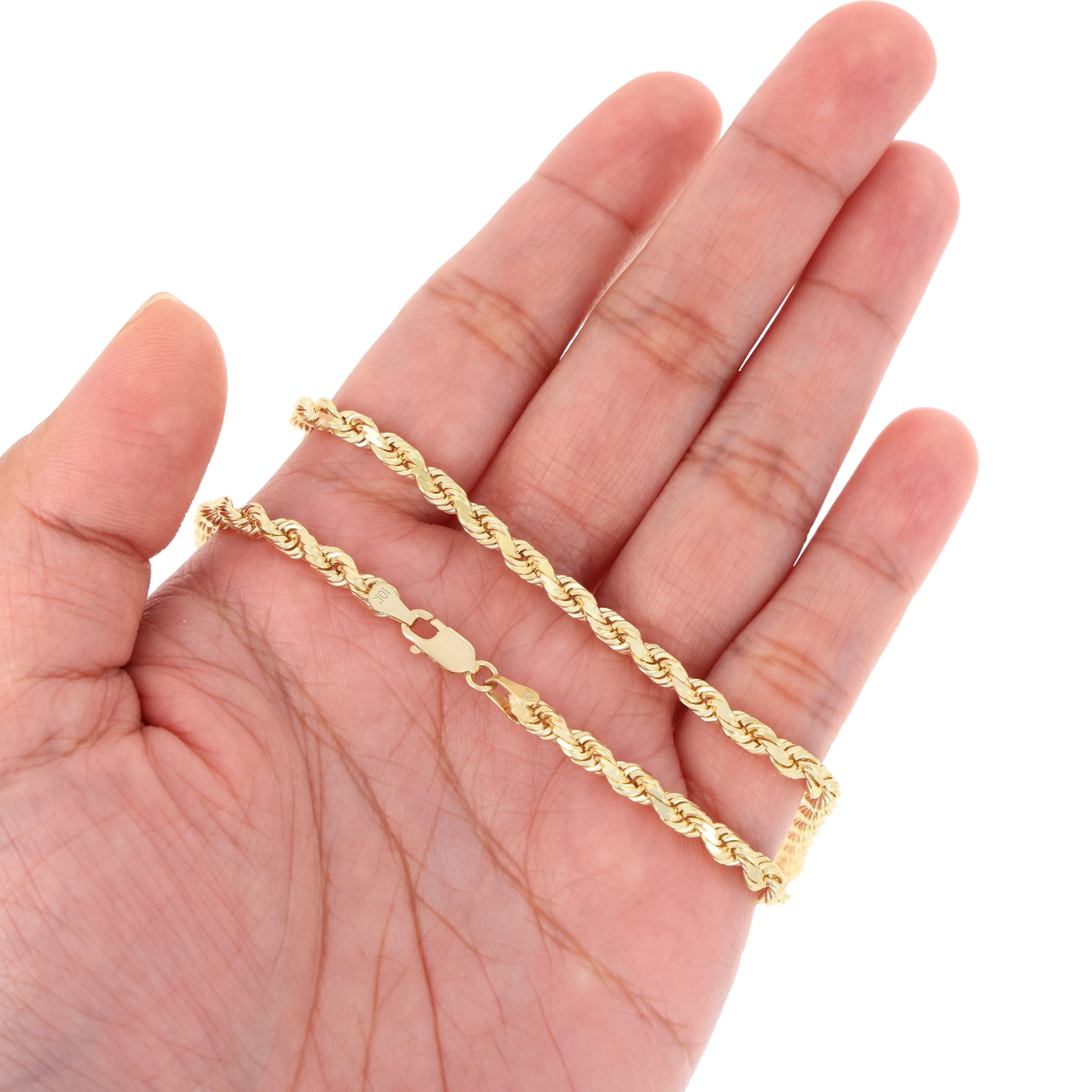 Nuragold 10K Real Yellow Gold Rope Diamond Cut Chain Necklace 16"-30" (1.5mm-10mm) Italian Jewelry for Men & Women - Image 4
