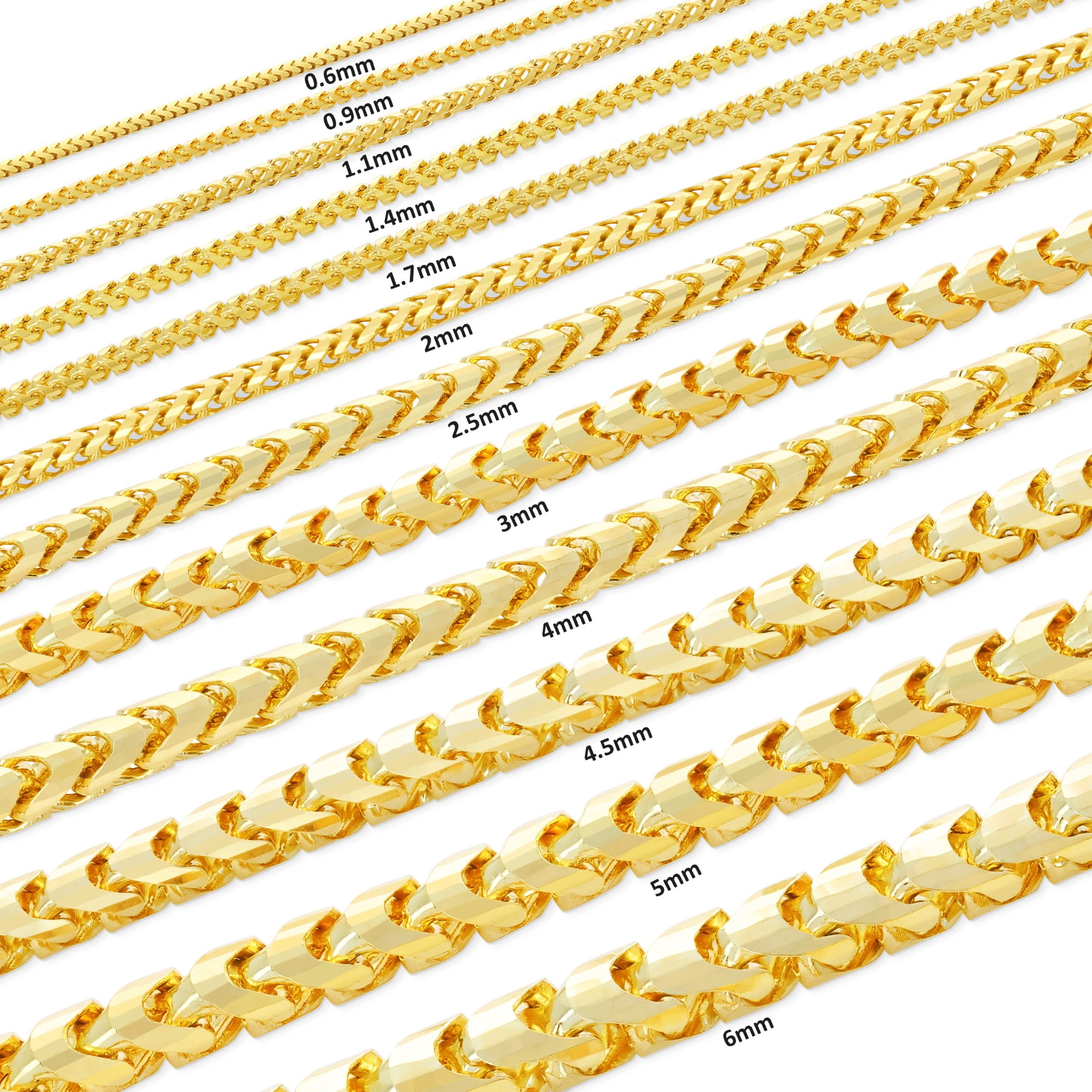 Nuragold 10K Real Yellow Gold Solid Franco Diamond Cut Chain Necklace 16"-30" (0.6mm-6mm) Italian Jewelry for Men & Women - Image 4